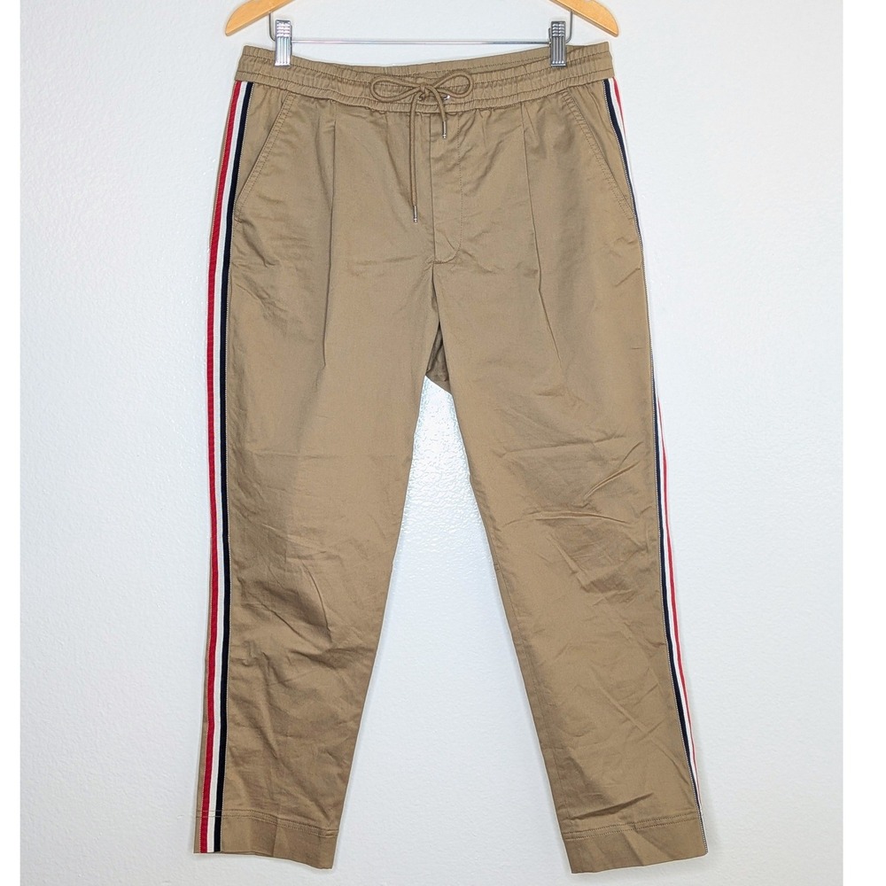 Moncler Pantalone Sportivo Tan Khaki Side Stripe Tapered Pant EU 50 G10912A77200